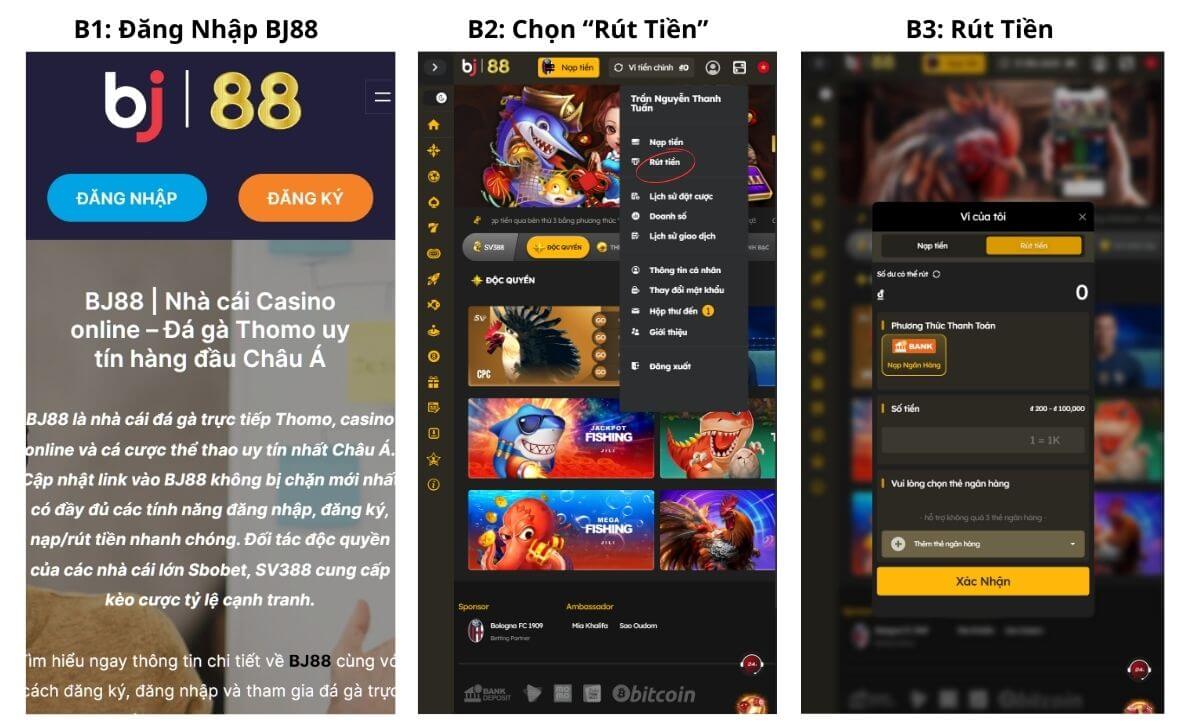 Hướng dẫn rút tiền từ BJ88 về tài khoản nhanh nhất