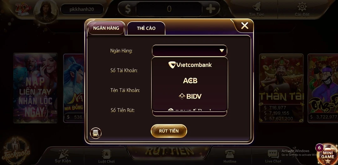 Giao dịch rút tiền tại cổng game Zowin nhanh chóng và dễ dàng