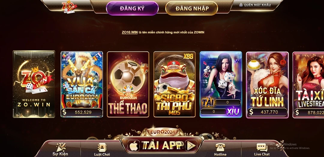 Sảnh game Zowin thu hút đông đảo bet thủ tham gia