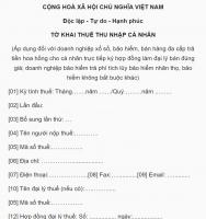 Mẫu tờ khai thuế thu nhập cá nhân chuẩn và đầy đủ nhất